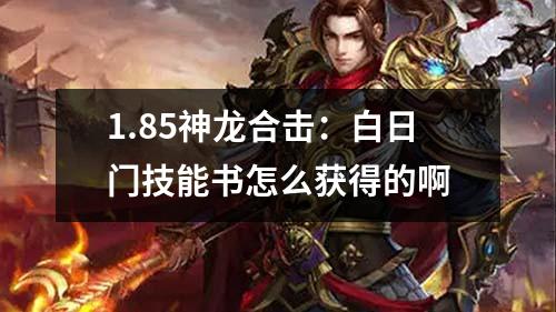 1.85神龙合击：白日门技能书怎么获得的啊